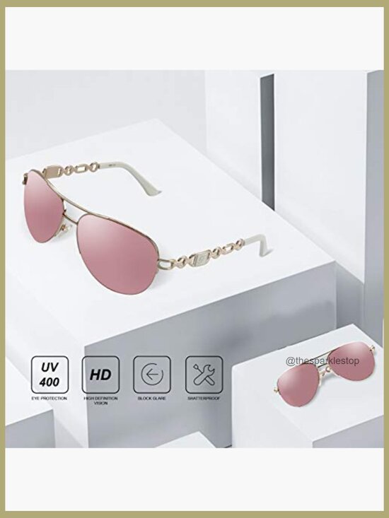 Metal Frame Aviator Sunglasses with Mirrored UV400 Lenses main image 3